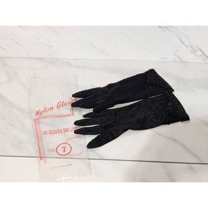 Unbranded  Women's Black Made in Hong Kong Nylon Beaded Gloves Size7